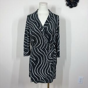 Zara Trafaluc Dress Womens Small Black Stripe Glitter Wrap Mini Party Cocktail